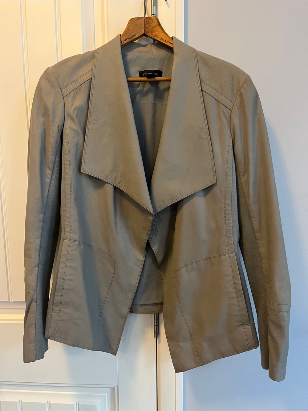 Danier Taupe Draped Leather Jacket M